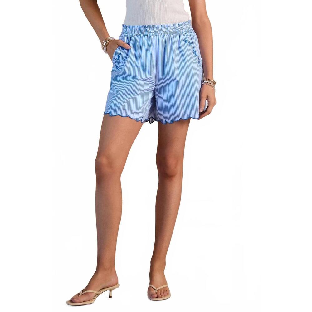 NEW CURRENT AIR striped embroidered shorts in blue